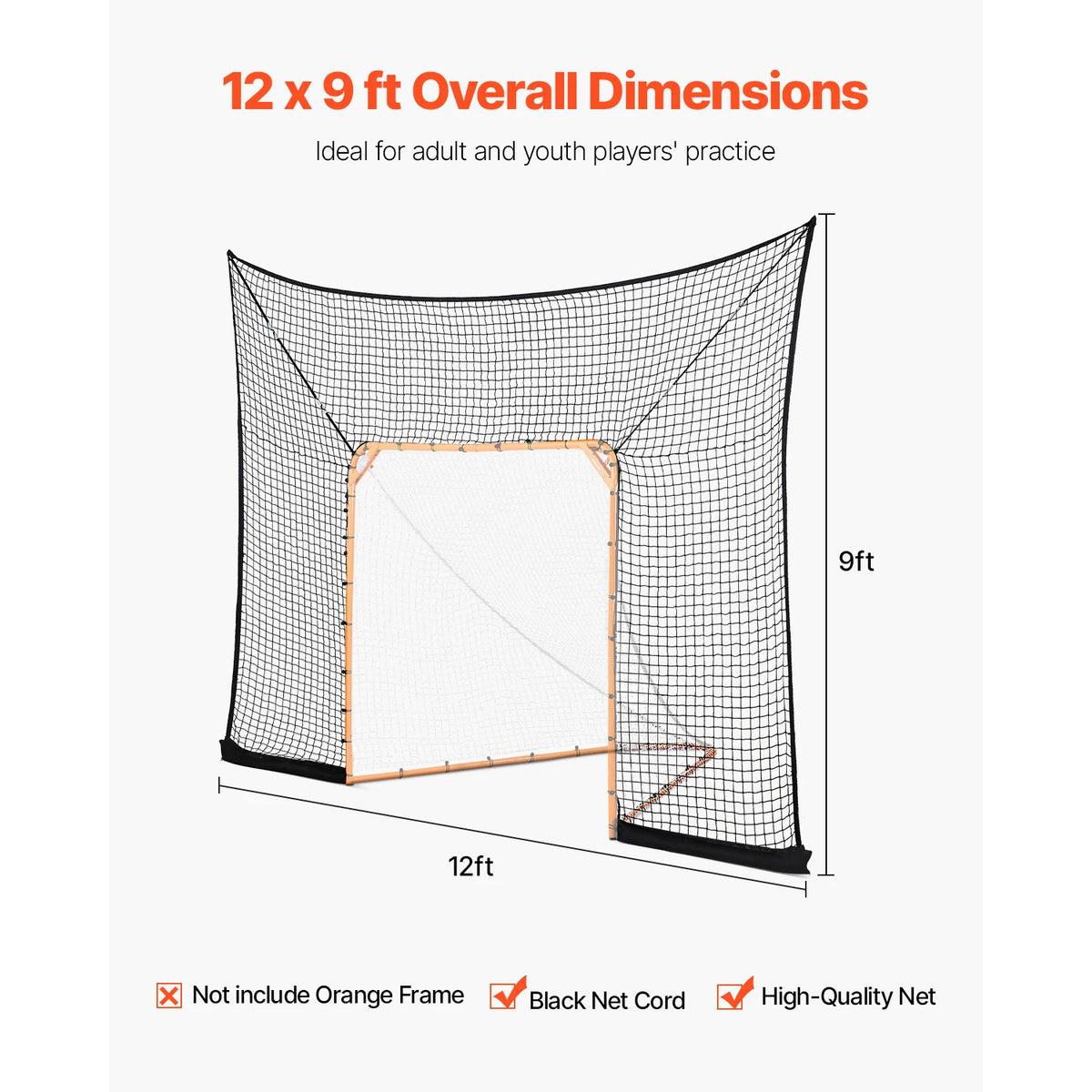SucceBuy Lacrosse Goal Backstop Net With Extended Coverage