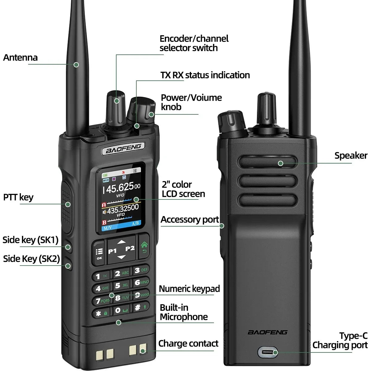 BAOFENG UV-32 GPS Bluetooth AM FM Walkie Talkie Radio