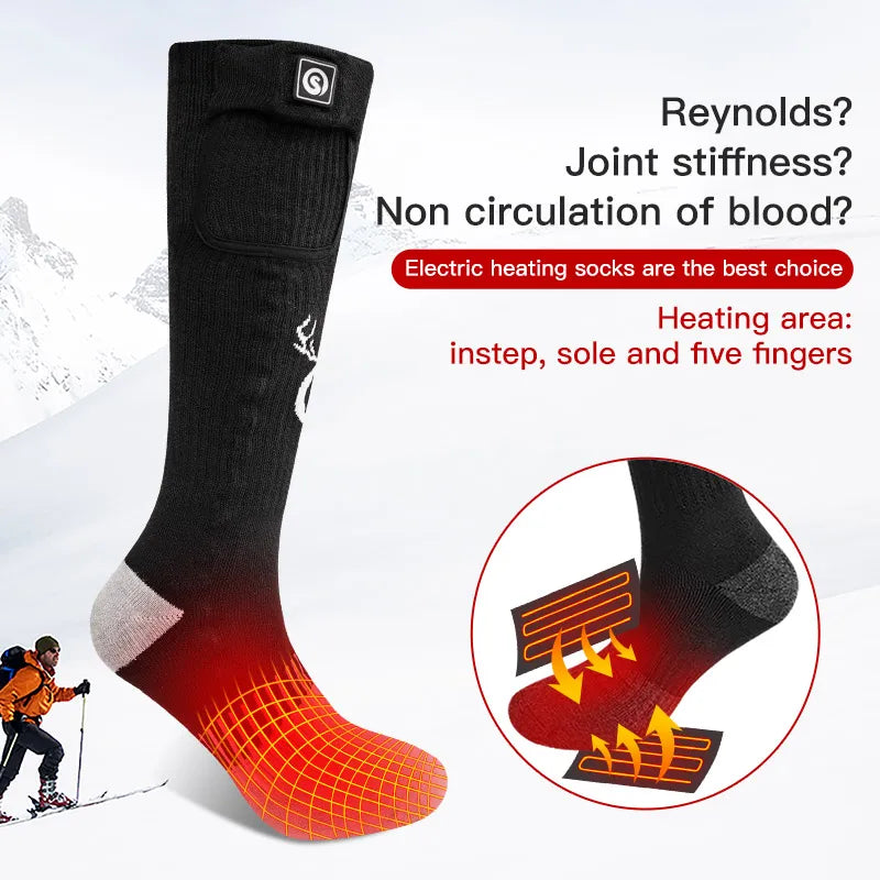 SNOW DEER Rechargeable Electric Heated Socks for Winter Sports