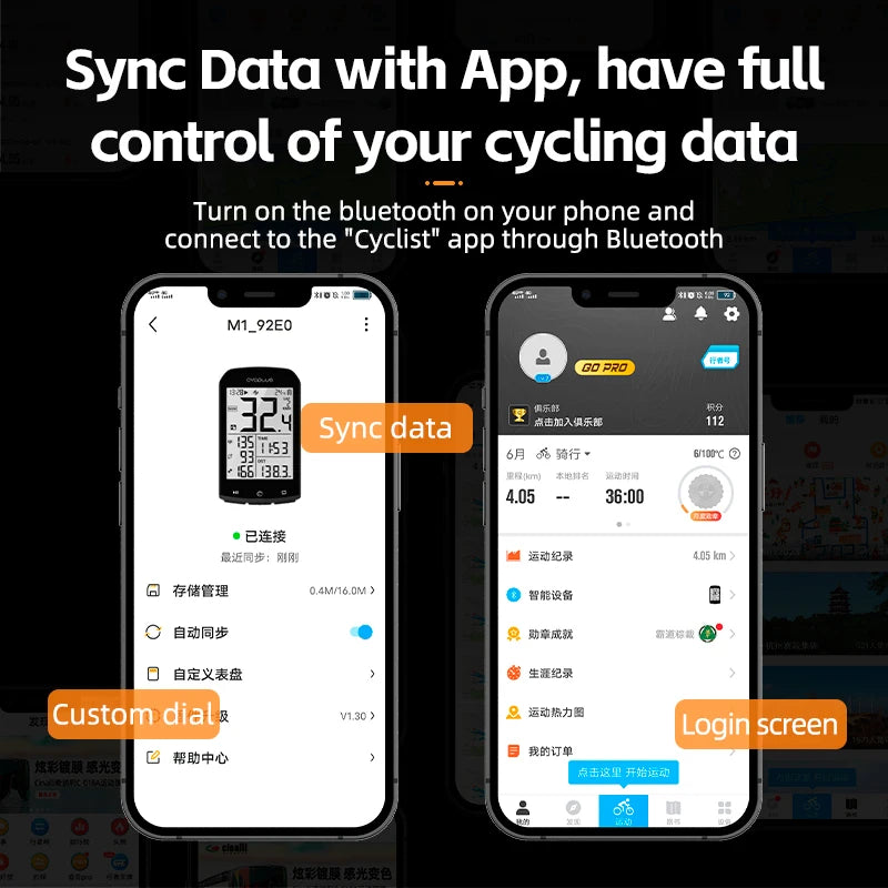 ROCKBROS M1 Smart GPS Cycling Computer With Bluetooth Connectivity