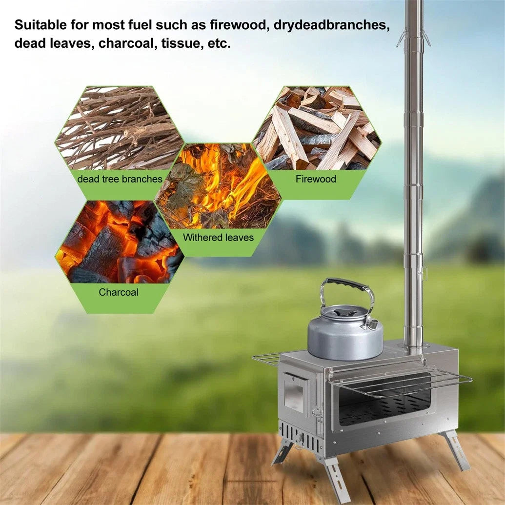 Unho Portable Wood Burning Stove For Outdoor Heating And Cooking