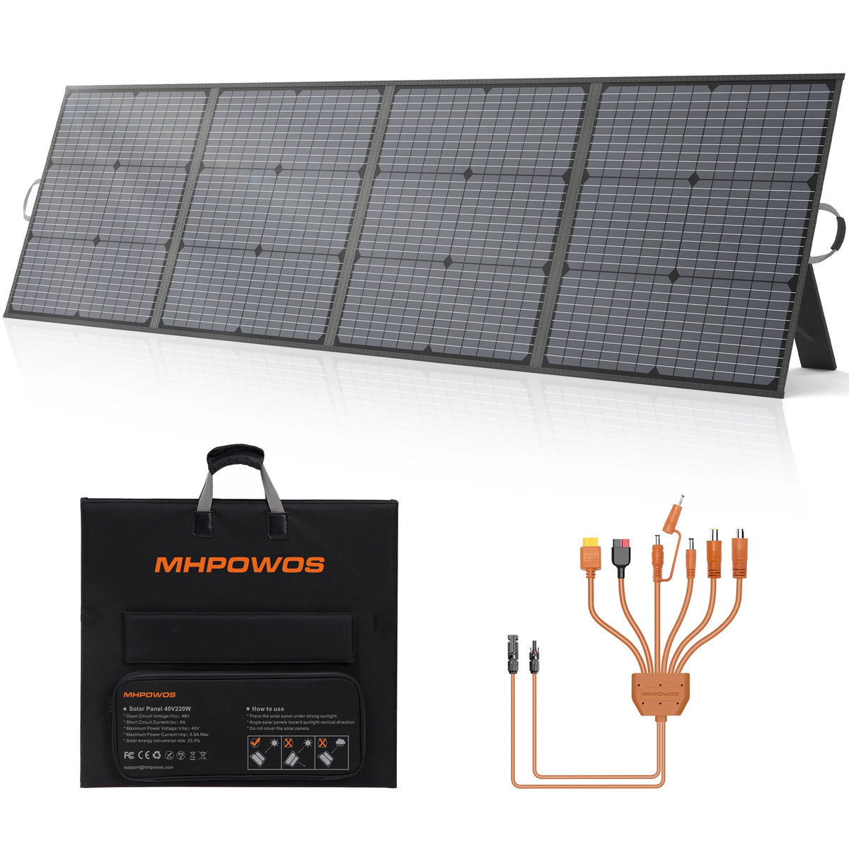 MHPOWOS 220W Foldable Monocrystalline Solar Panel Charger for Camping