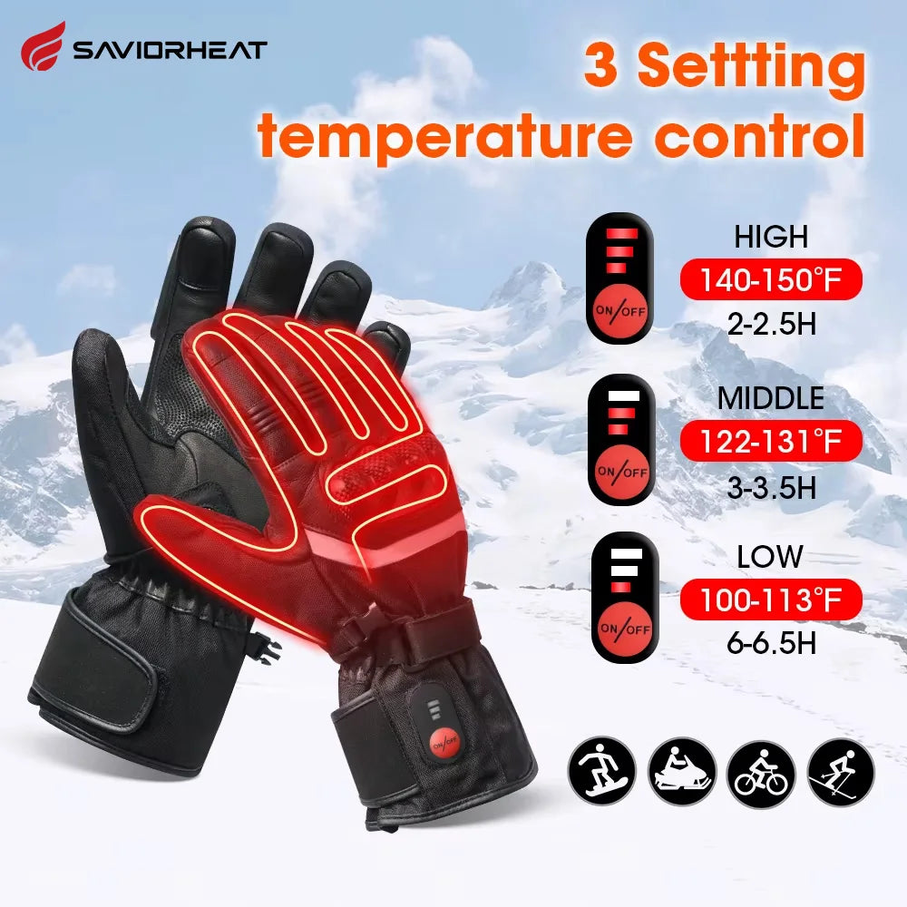 Savior Heat Waterproof Heated Motorcycle Gloves With Rechargeable Hand Warmers