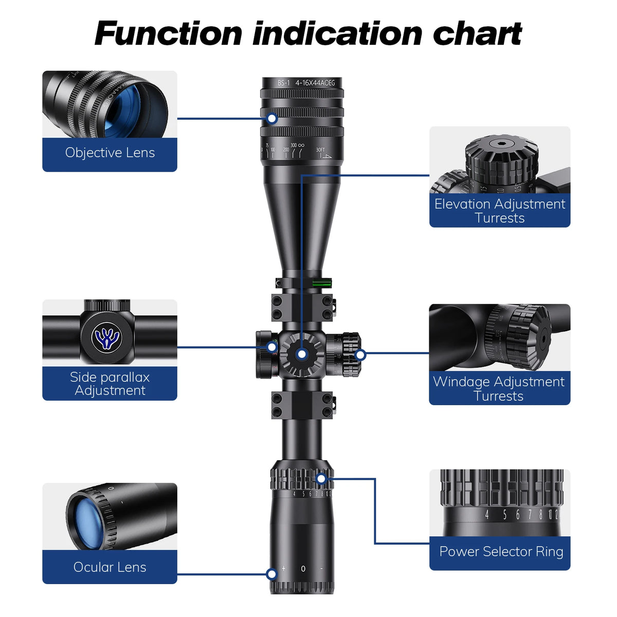Bestsight Tactical Illuminated Hunting Rifle Scope With Red Green Reticle