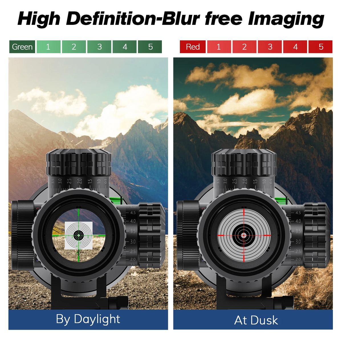 Bestsight Tactical Illuminated Hunting Rifle Scope With Red Green Reticle