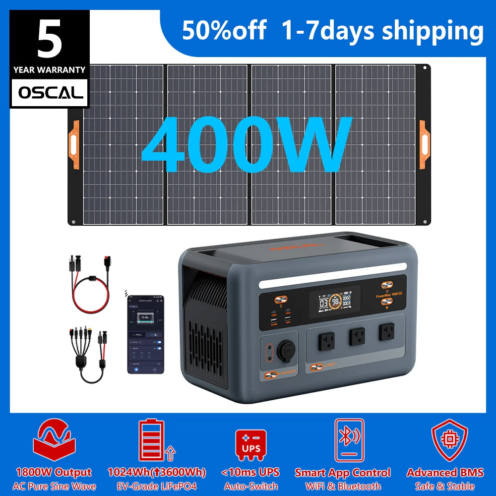 OSCAL Portable Power Station With Solar Charging And UPS Backup