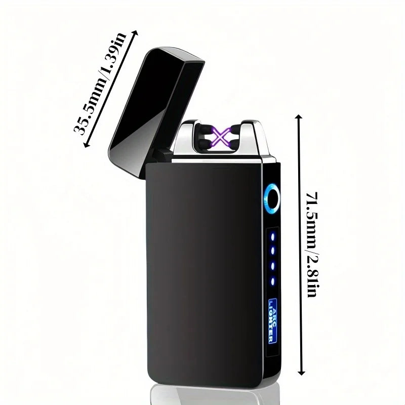 Windproof Dual Arc Plasma Lighter With USB Rechargeable Power Display