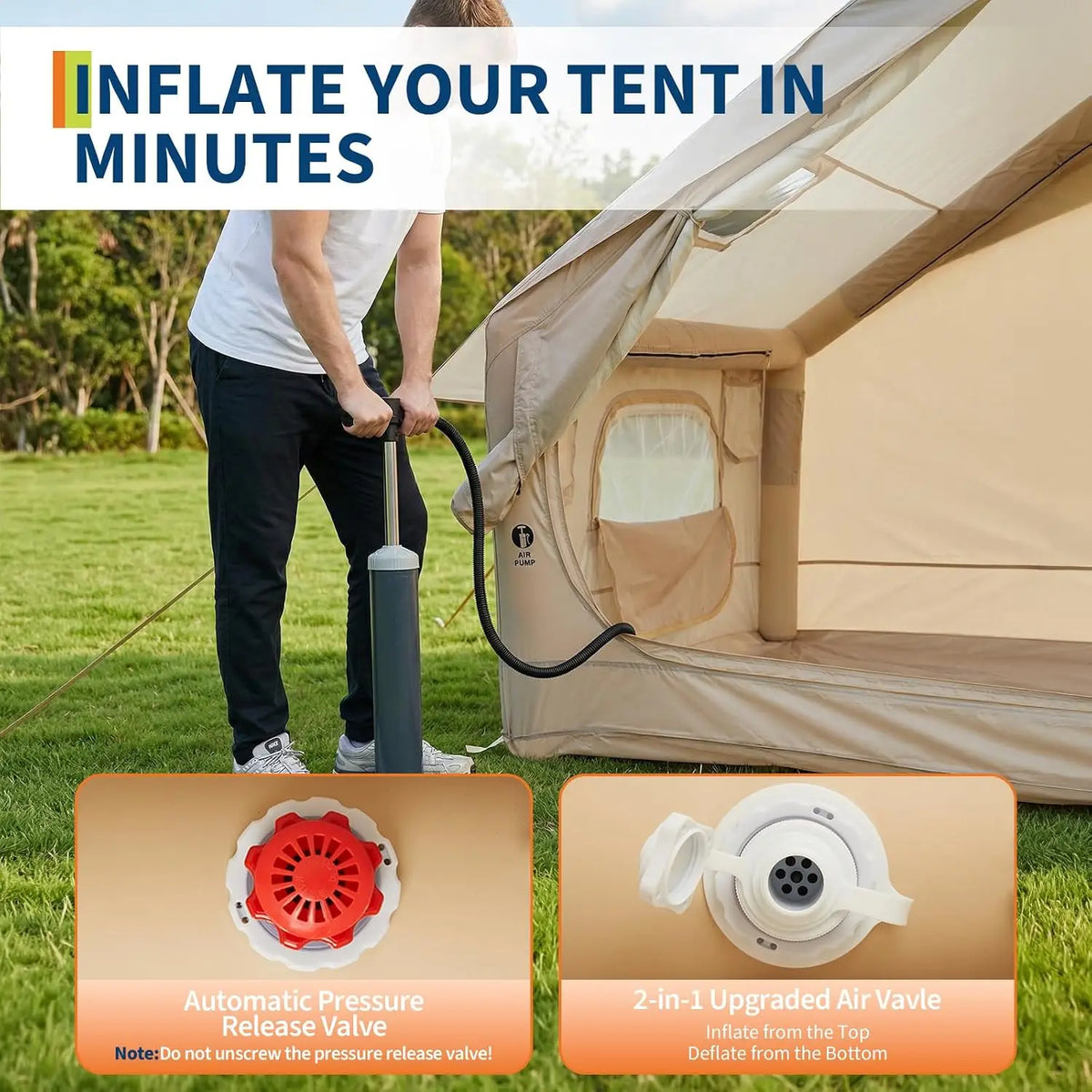 Inflatable Family Camping Tent Waterproof Four Season Quick Setup