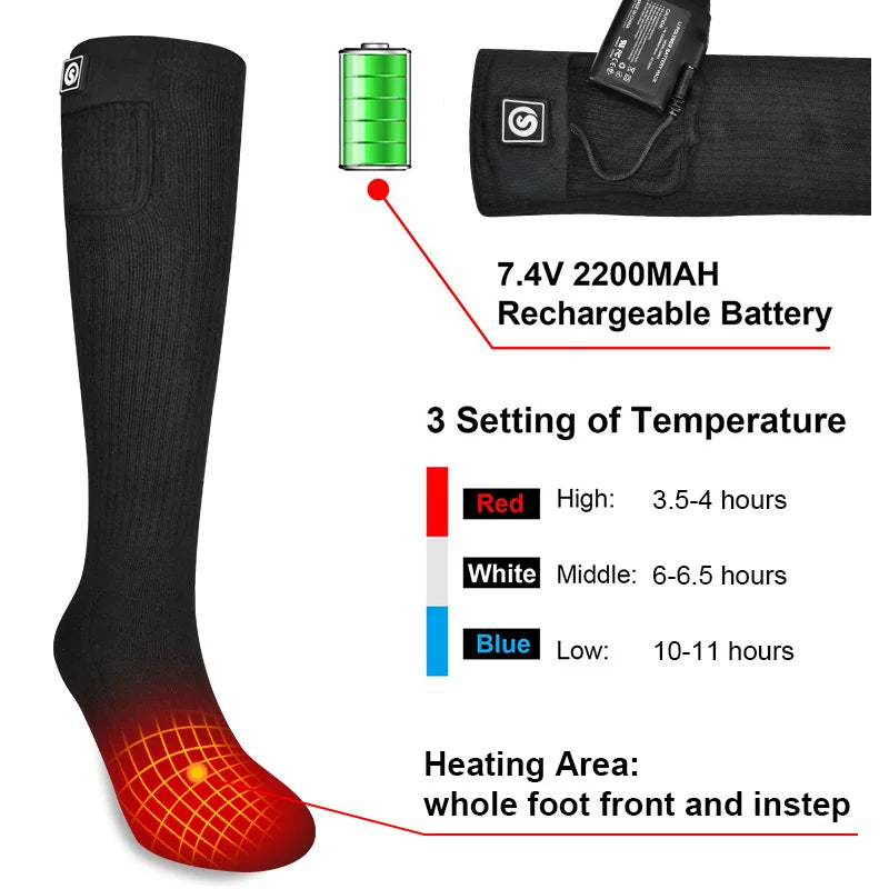 Savior Rechargeable Heated Socks for Winter Skiing Hiking and Outdoors