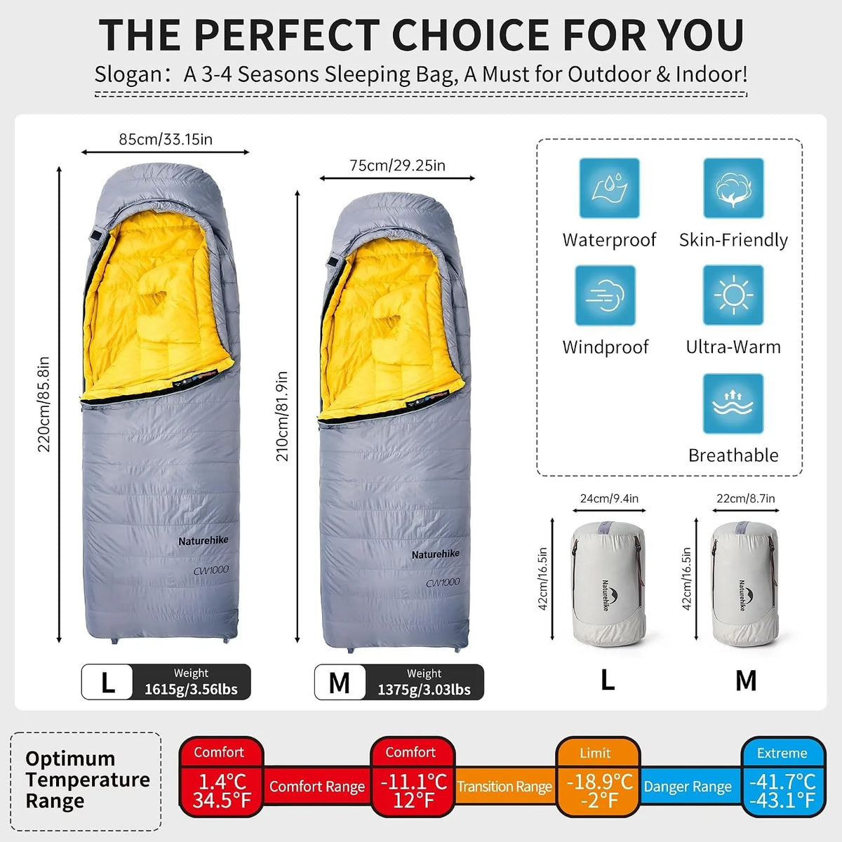 Naturehike Ultralight Duck Down Sleeping Bag For Camping And Hiking