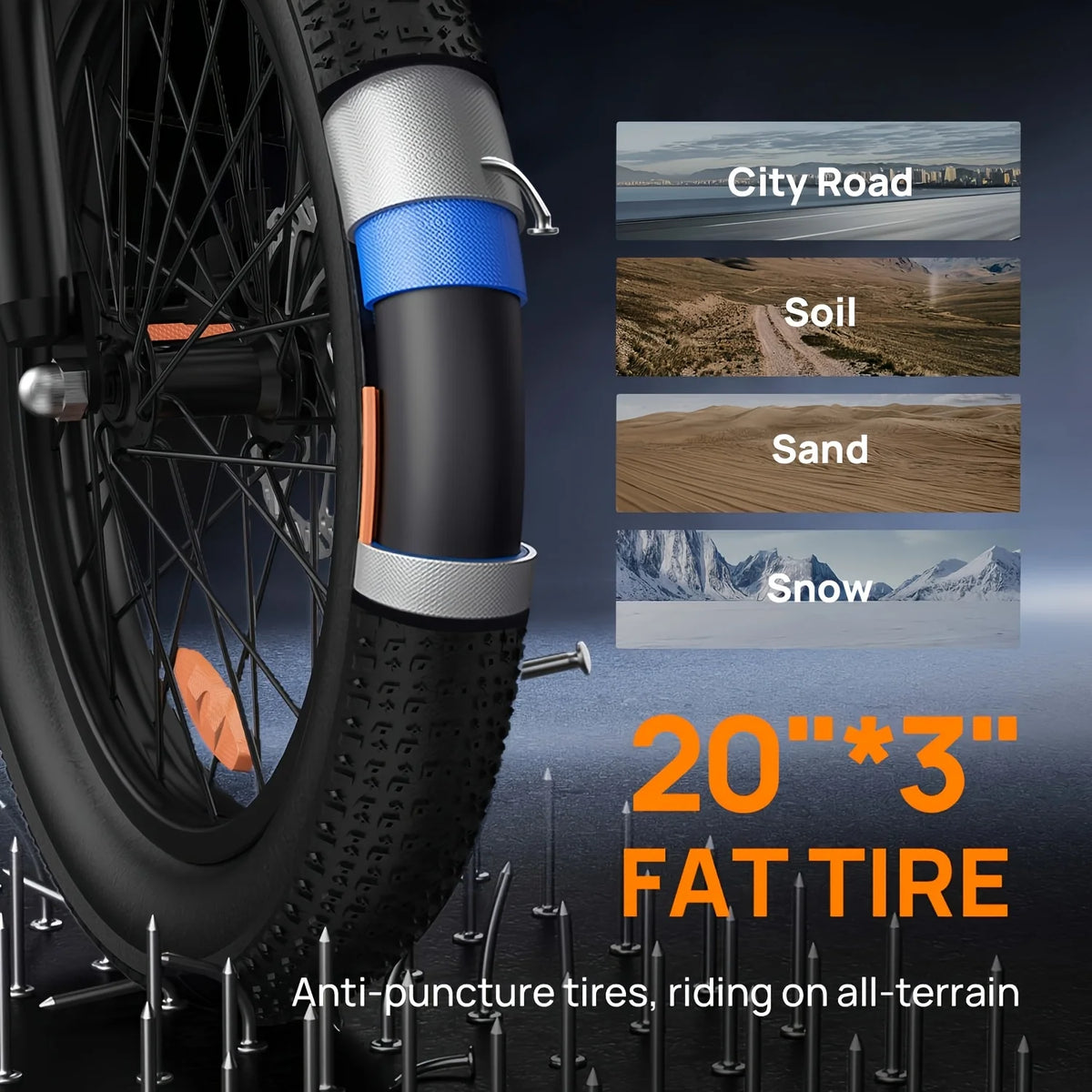 URLIFE 750W Electric Fat Tire Bike With Removable Battery 7-Speed