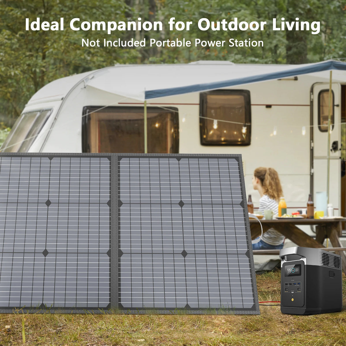 MHPOWOS 220W Foldable Monocrystalline Solar Panel Charger for Camping