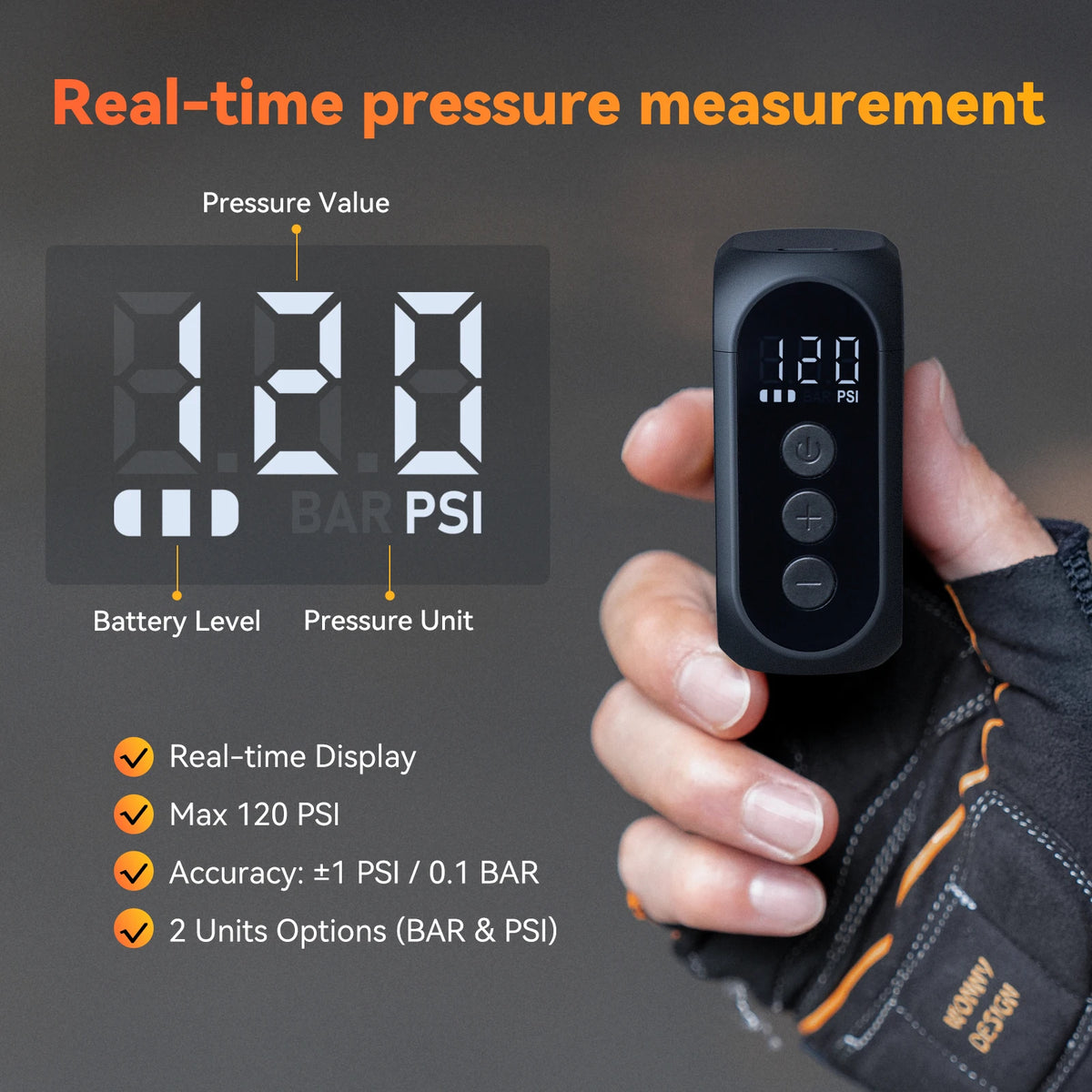 Anoutway AT1 Cordless Electric Bike Tire Inflator With Digital Display