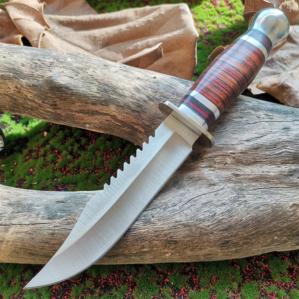 Doom Blade Stainless Steel Fixed Hunting Knife With Wooden Handle