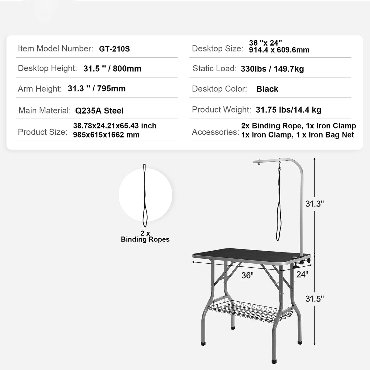 Foldable Pet Grooming Table With Clamp And Grooming Loop