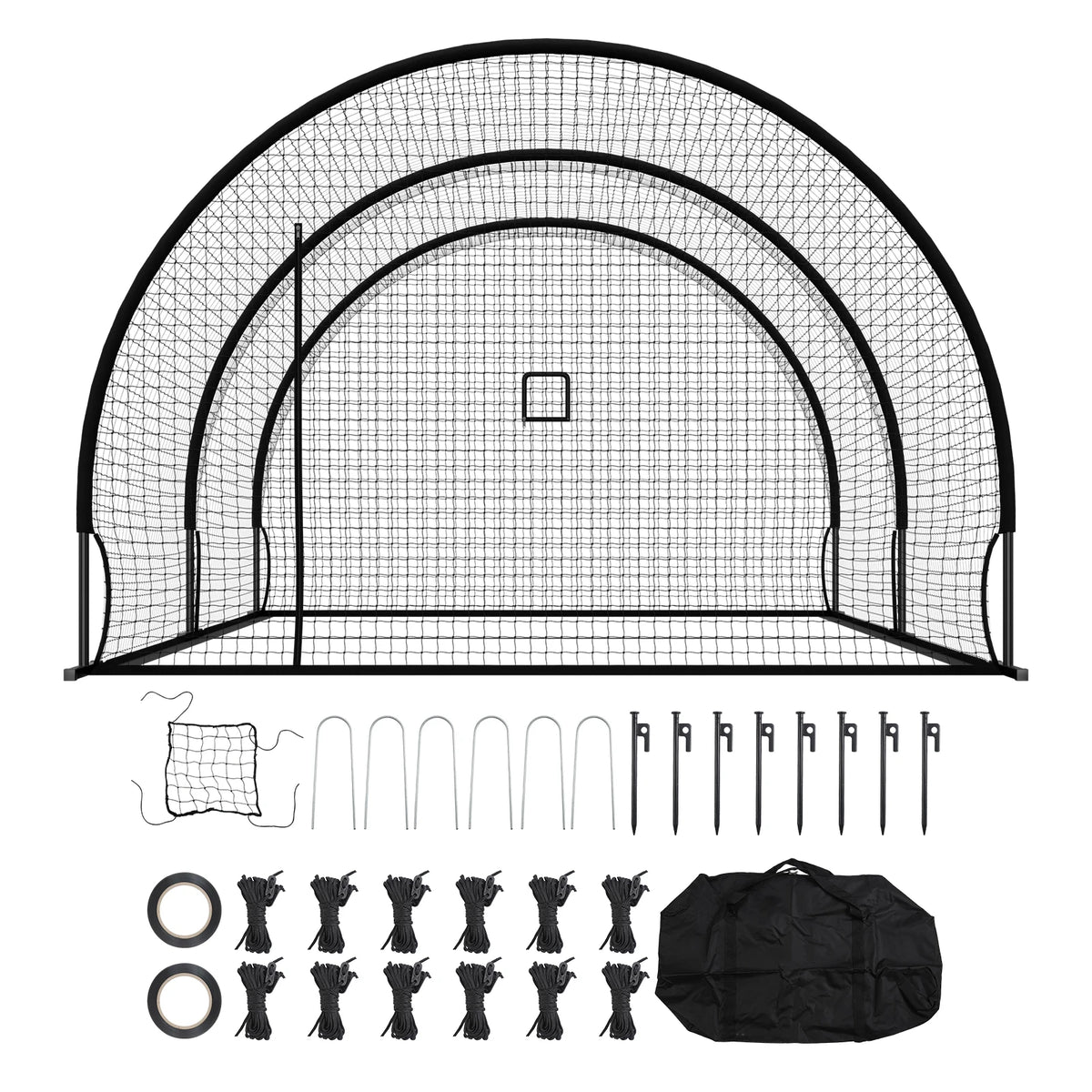 SucceBuy Baseball Batting Cage With Pitching Machine Opening for Training