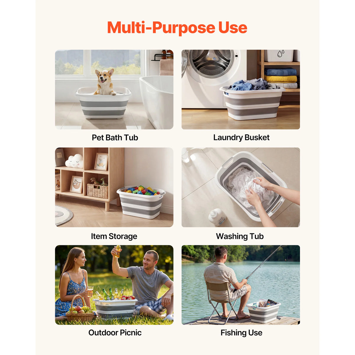 SucceBuy Collapsible Portable Dog Bathtub With Built In Drainage