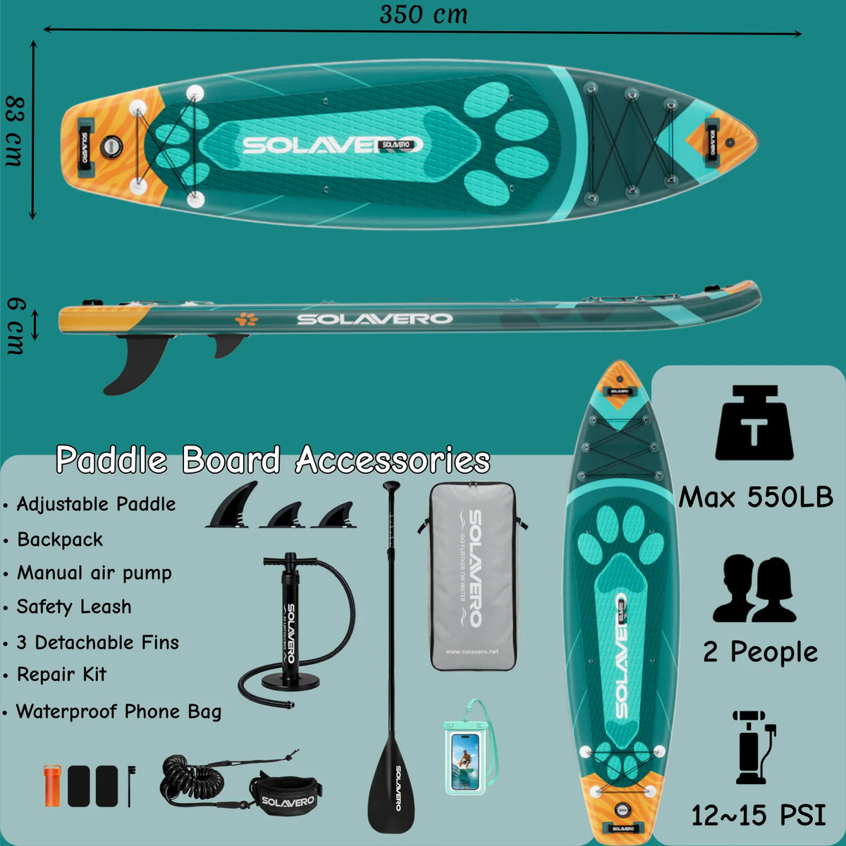Nebmaax Inflatable Stand Up Paddle Board With Non Slip Deck
