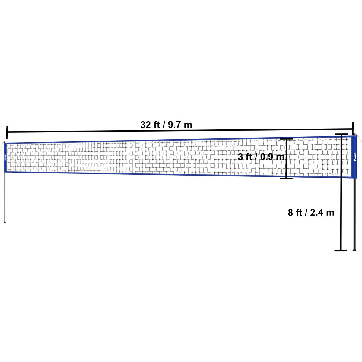 Portable Outdoor Volleyball Net System With Adjustable Steel Poles and Carrying Bag
