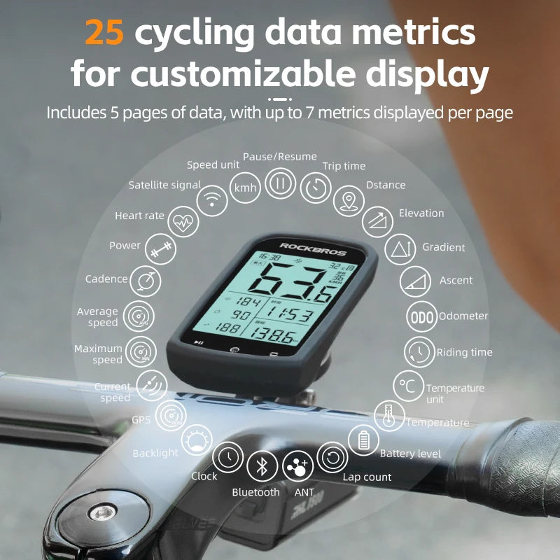 ROCKBROS M1 Smart GPS Cycling Computer With Bluetooth Connectivity