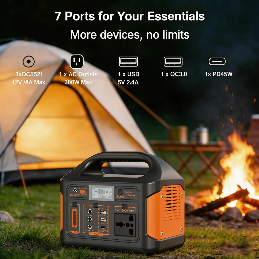 GaiaRay Portable LiFePO4 Power Station With Solar Charging for Camping