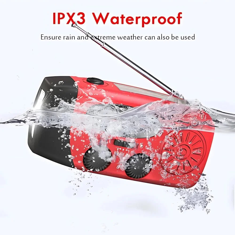 Portable Hand Crank Emergency Radio Solar Power Bank LED Flashlight