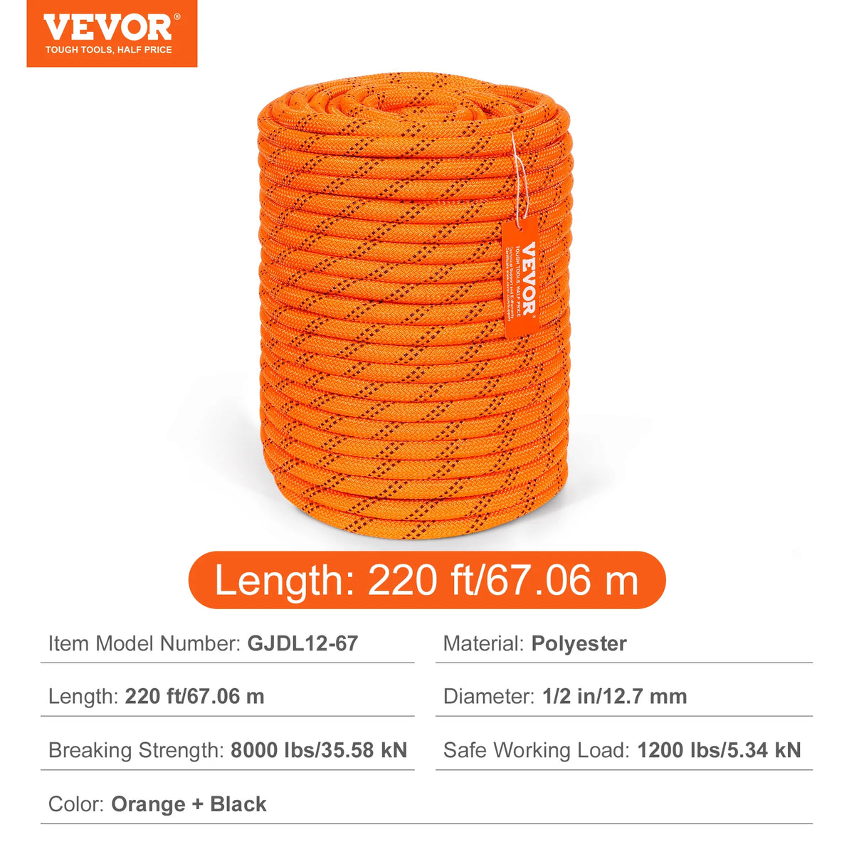 SucceBuy Dual Weave Polyester Rope for Camping and Rescue