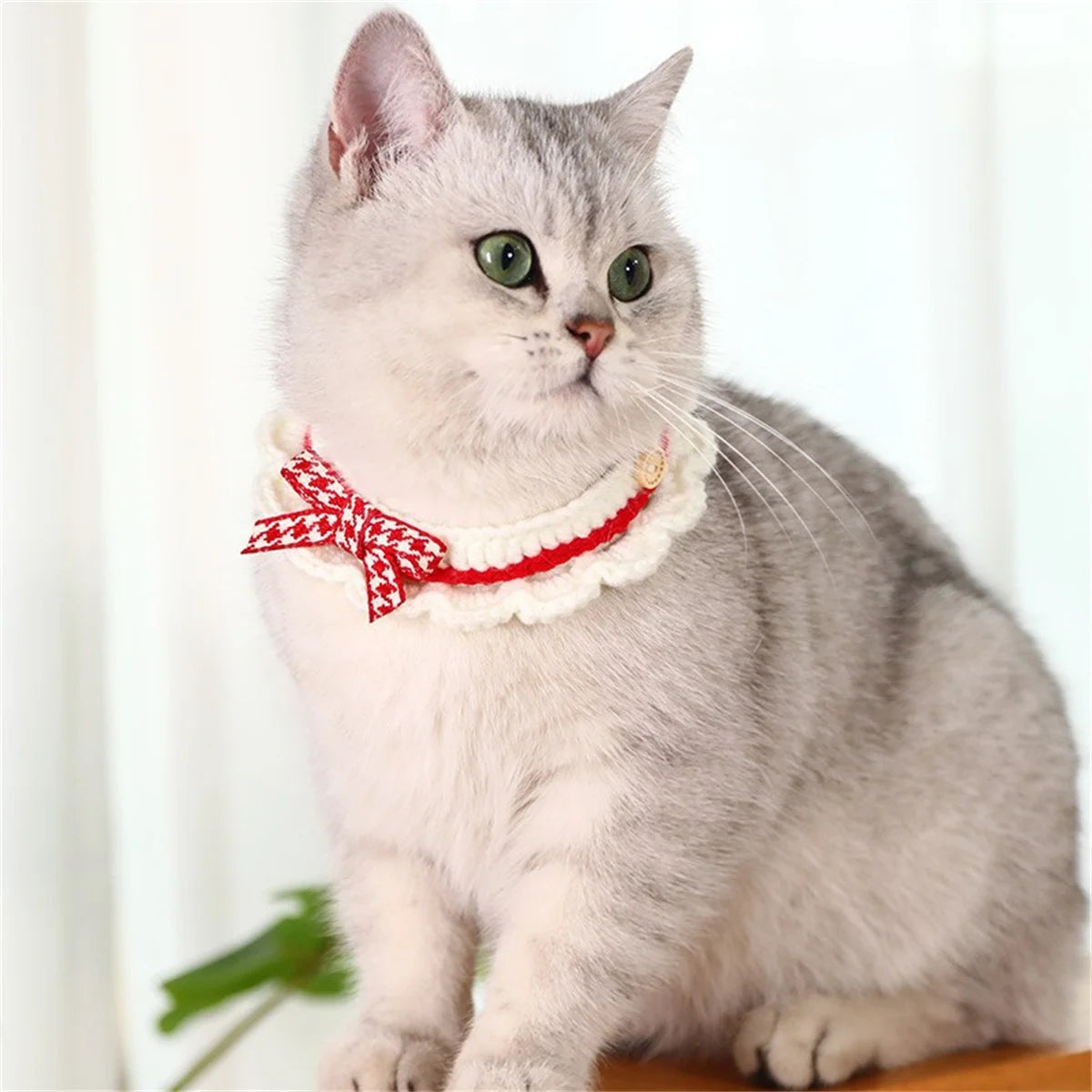 Knitted Bow Knot Decorative Lace Collar For Cats And Dogs