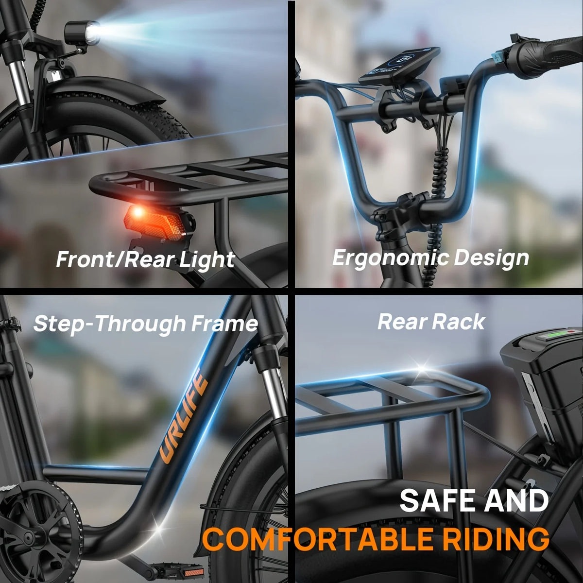URLIFE 750W Electric Fat Tire Bike With Removable Battery 7-Speed