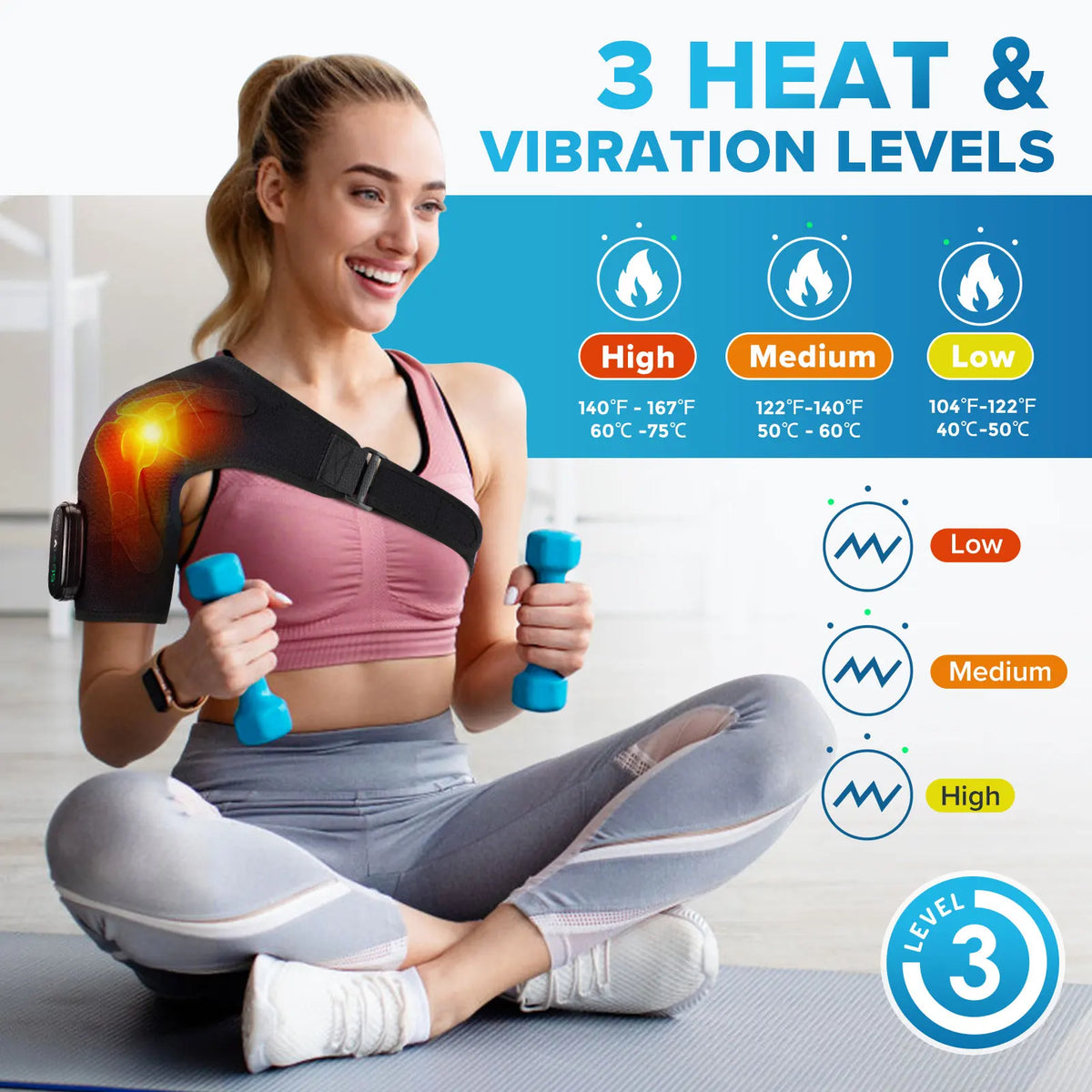 Rechargeable Electric Heating Shoulder Massage Belt for Joint Relief