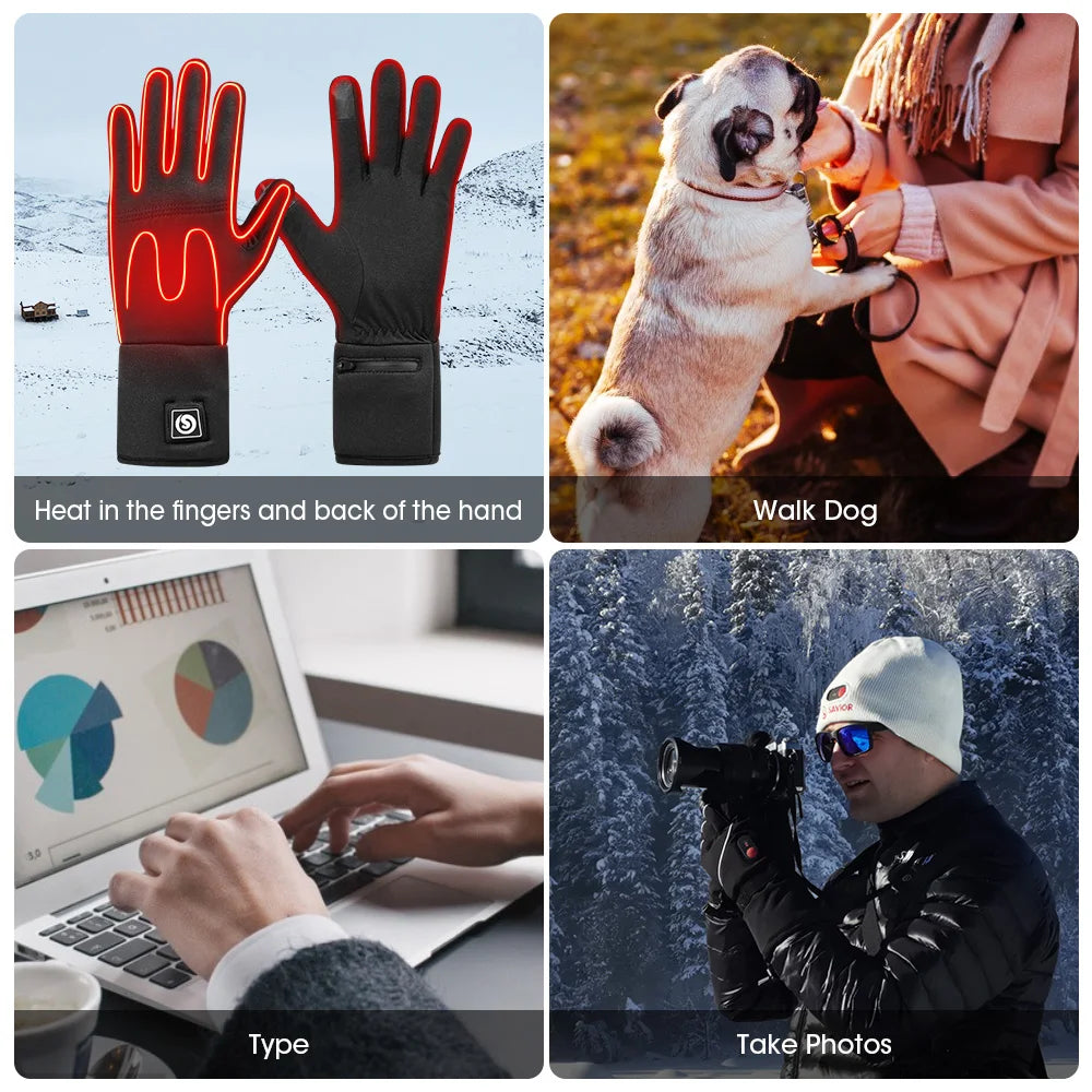 Savior Rechargeable Heated Gloves for Skiing and Outdoor Sports