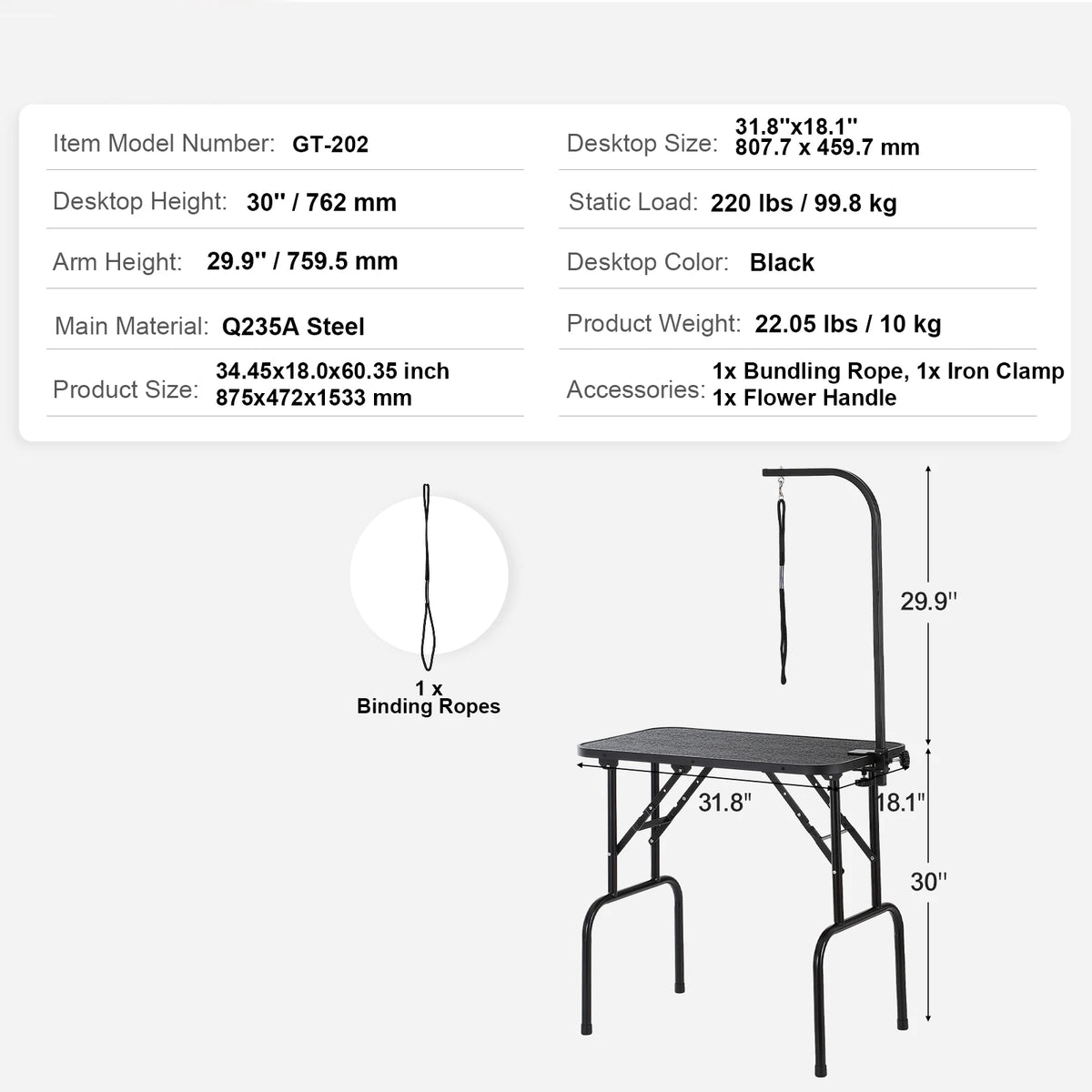 Foldable Pet Grooming Table With Clamp And Grooming Loop