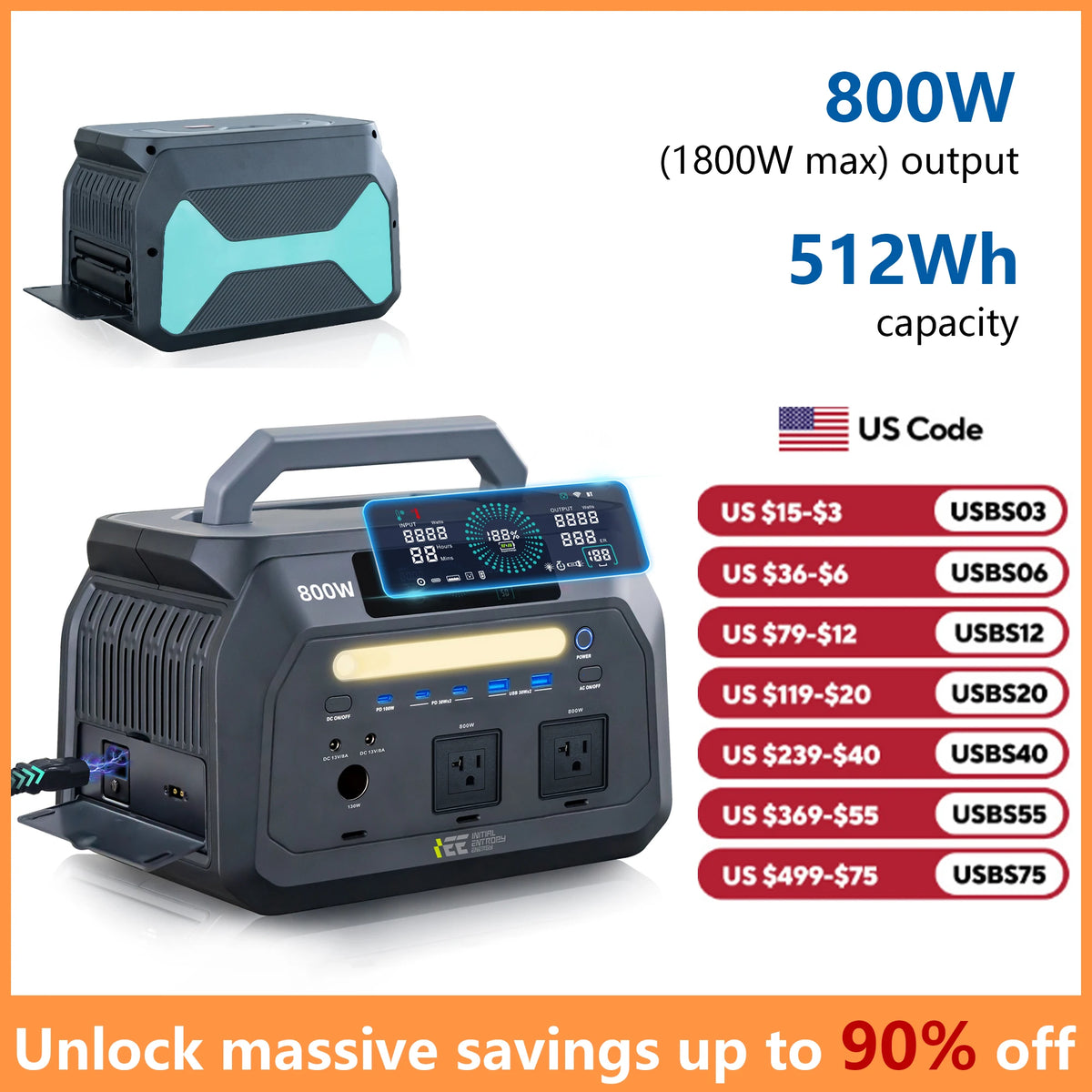 IEE Portable Power Station LiFePO4 Backup for Camping and Emergencies