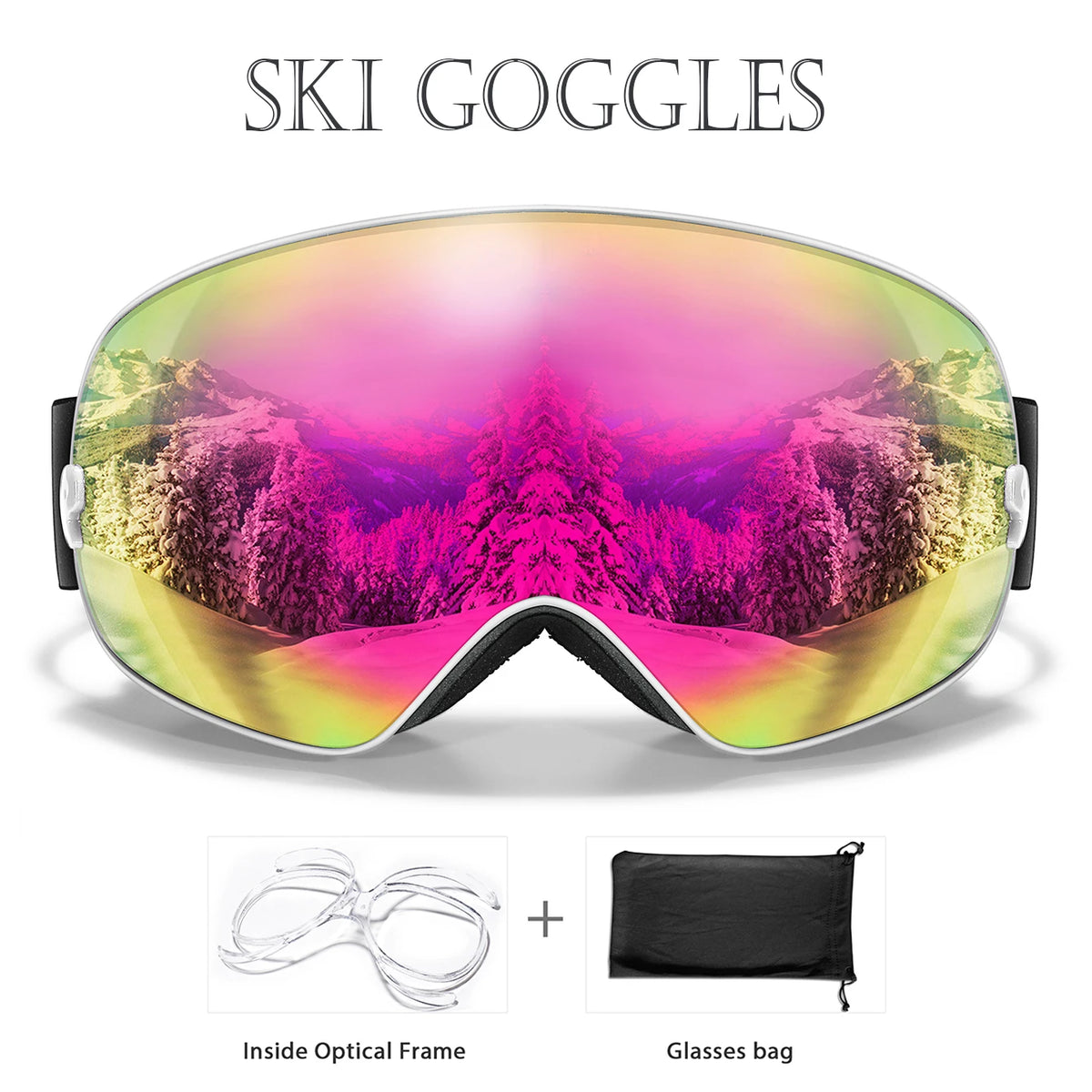 Winter Ski Goggles With Optical Insert And UV400 AntiFog Protection