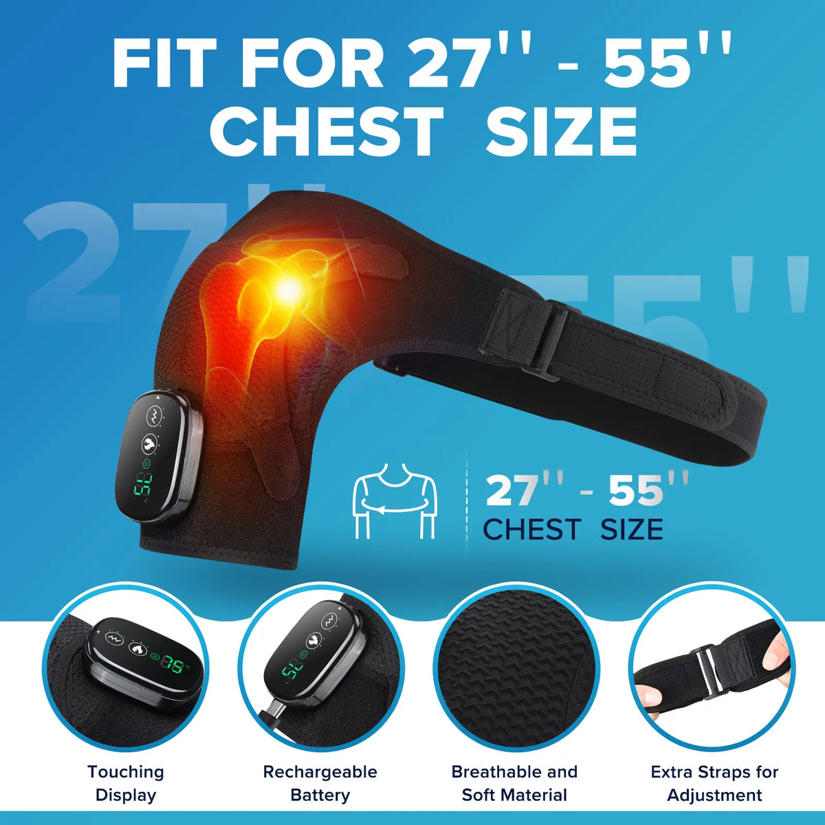 Rechargeable Electric Heating Shoulder Massage Belt for Joint Relief