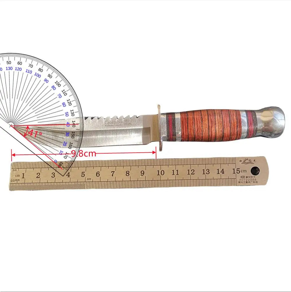 Doom Blade Stainless Steel Fixed Hunting Knife With Wooden Handle