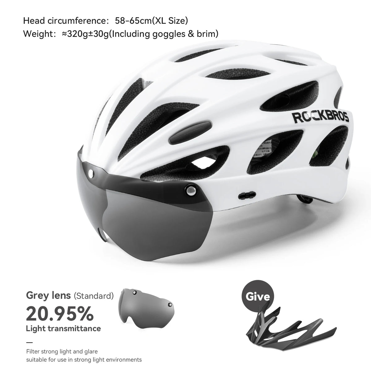 ROCKBROS Lightweight Cycling Helmet With Integrated Goggles For Adults