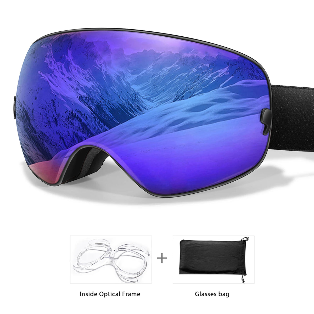 Winter Ski Goggles With Optical Insert And UV400 AntiFog Protection