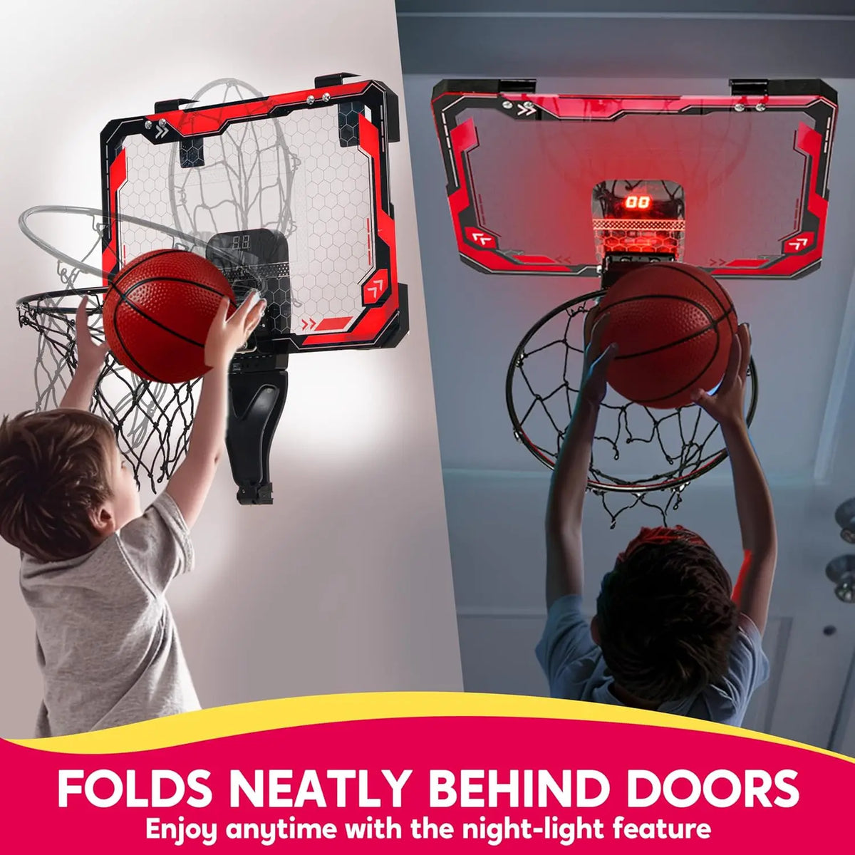 Joyfy Mini Led Basketball Hoop With Scoreboard And Four Balls