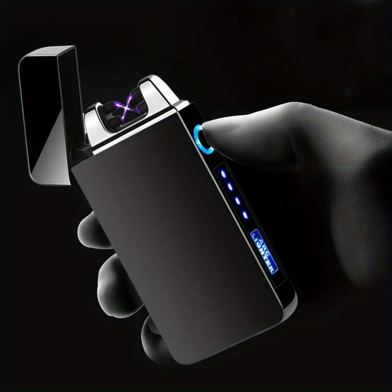 Windproof Dual Arc Plasma Lighter With USB Rechargeable Power Display