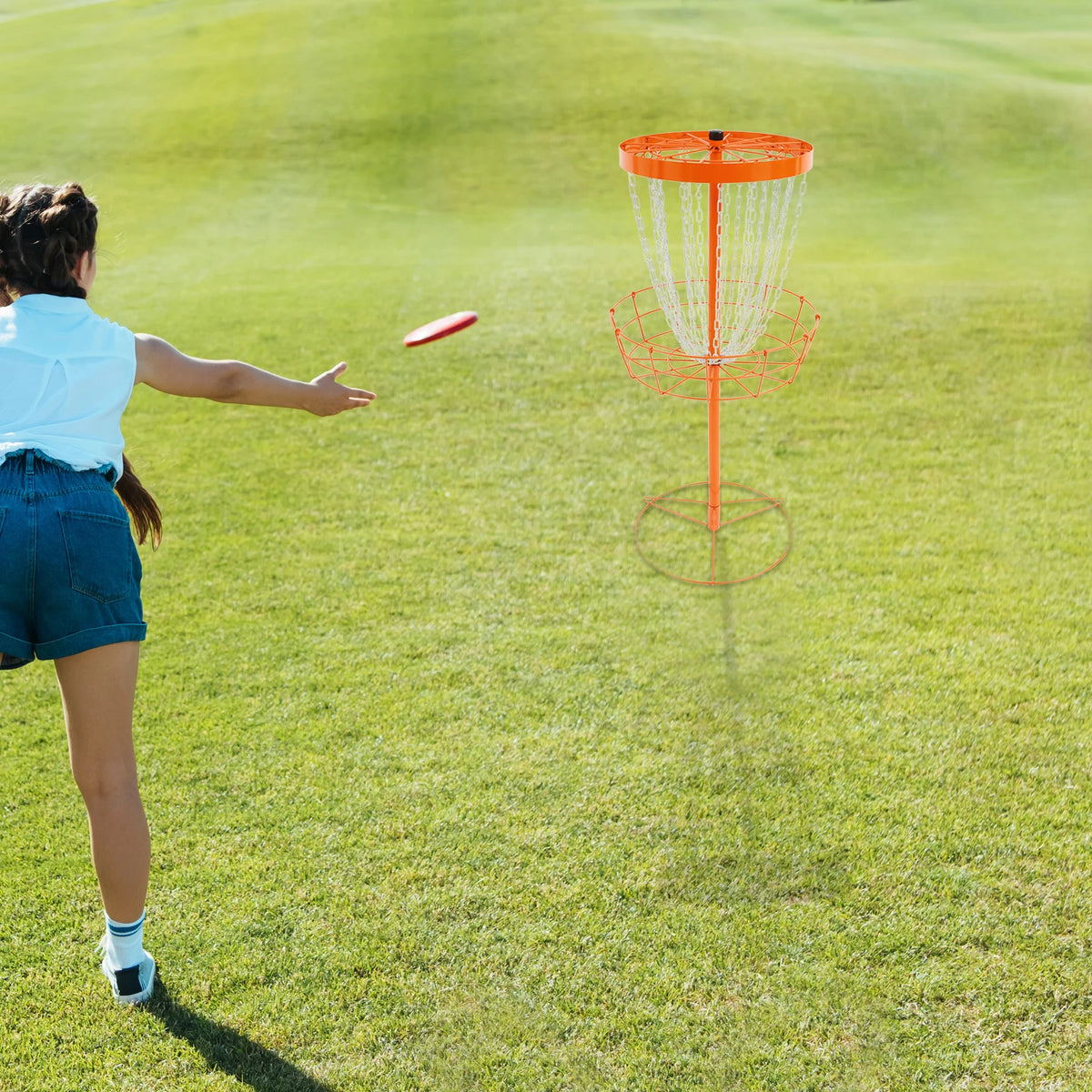 Portable Disc Golf Basket 24 Chains Iron Outdoor Practice Target