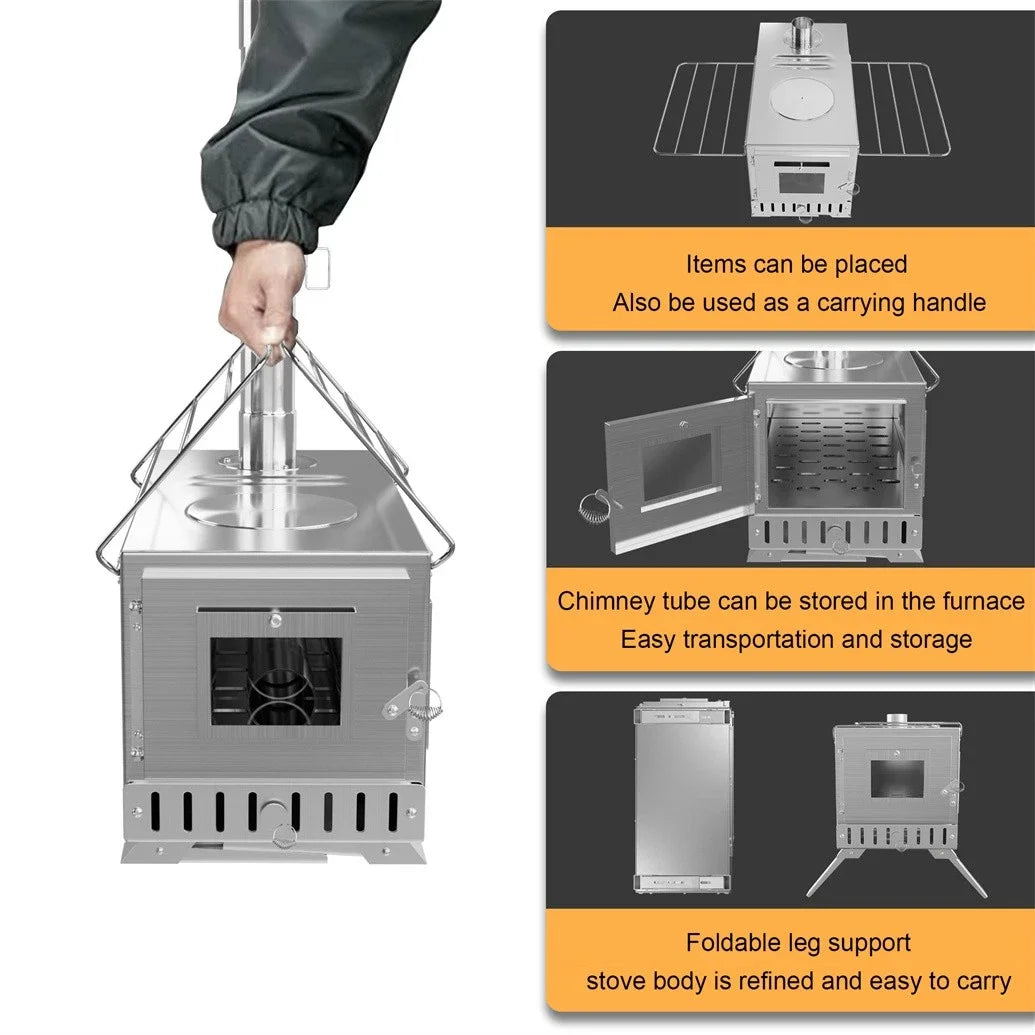 Unho Portable Wood Burning Stove For Outdoor Heating And Cooking