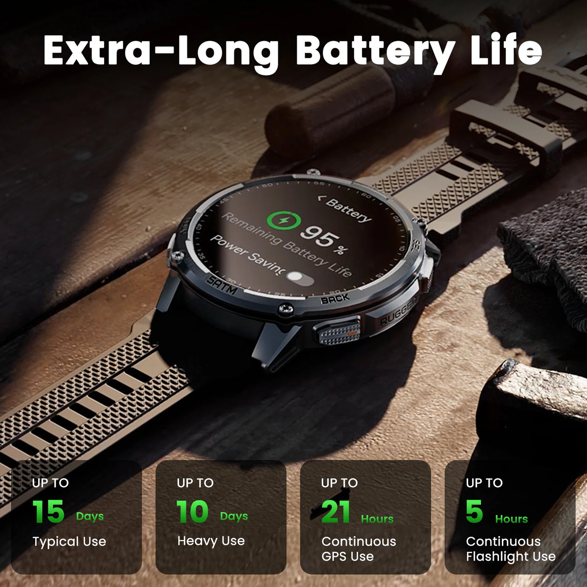 KOSPET Tank T4C Rugged GPS Smartwatch With Flashlight