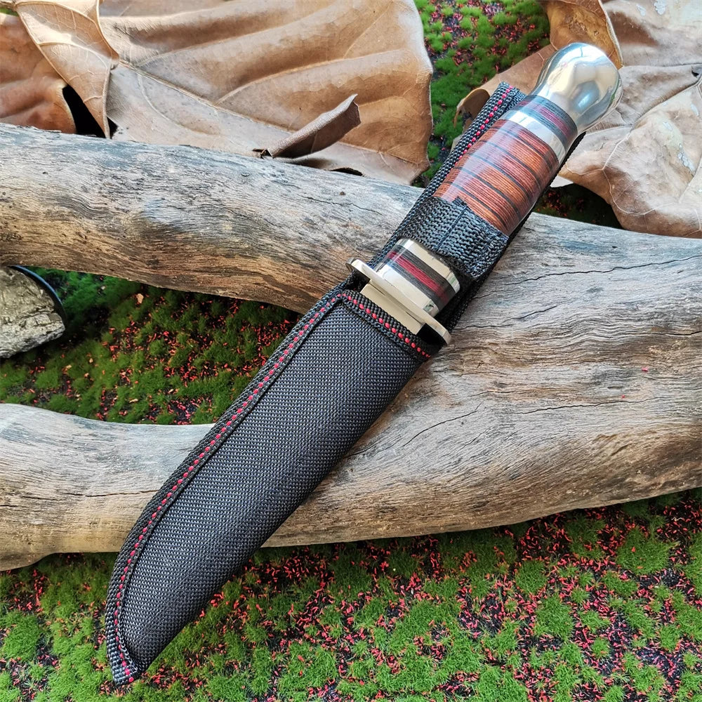 Doom Blade Stainless Steel Fixed Hunting Knife With Wooden Handle