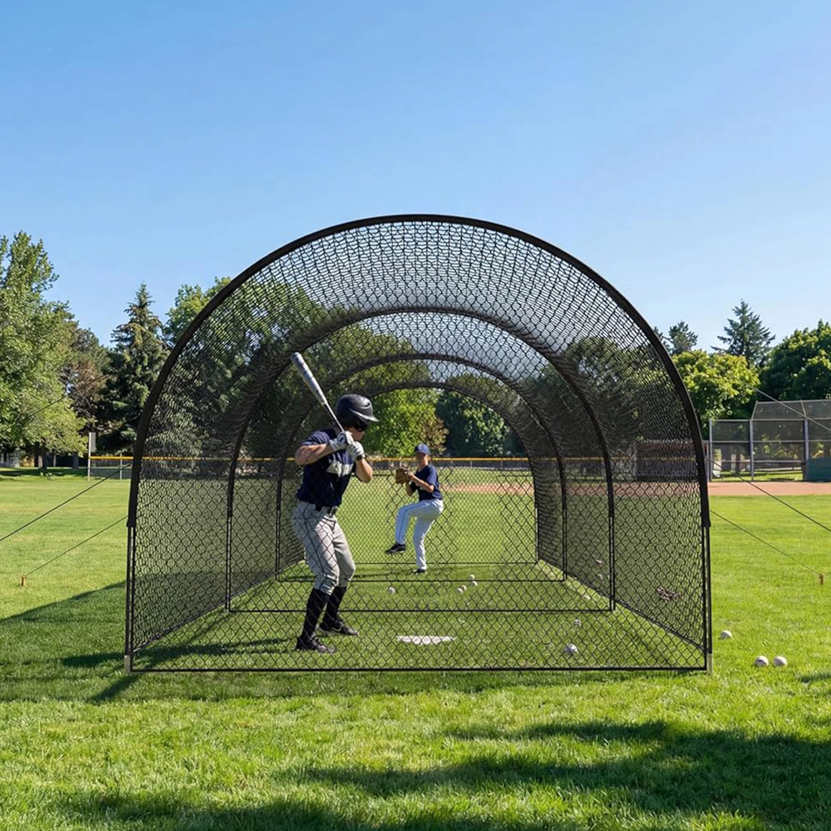 HiMISS Baseball Batting Cage With Frame And Net For Practice
