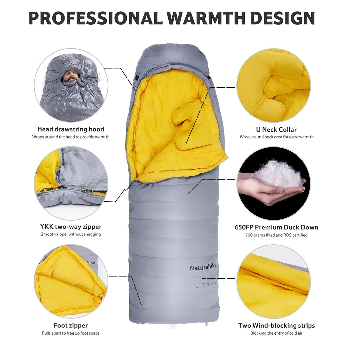 Naturehike Ultralight Duck Down Sleeping Bag For Camping And Hiking