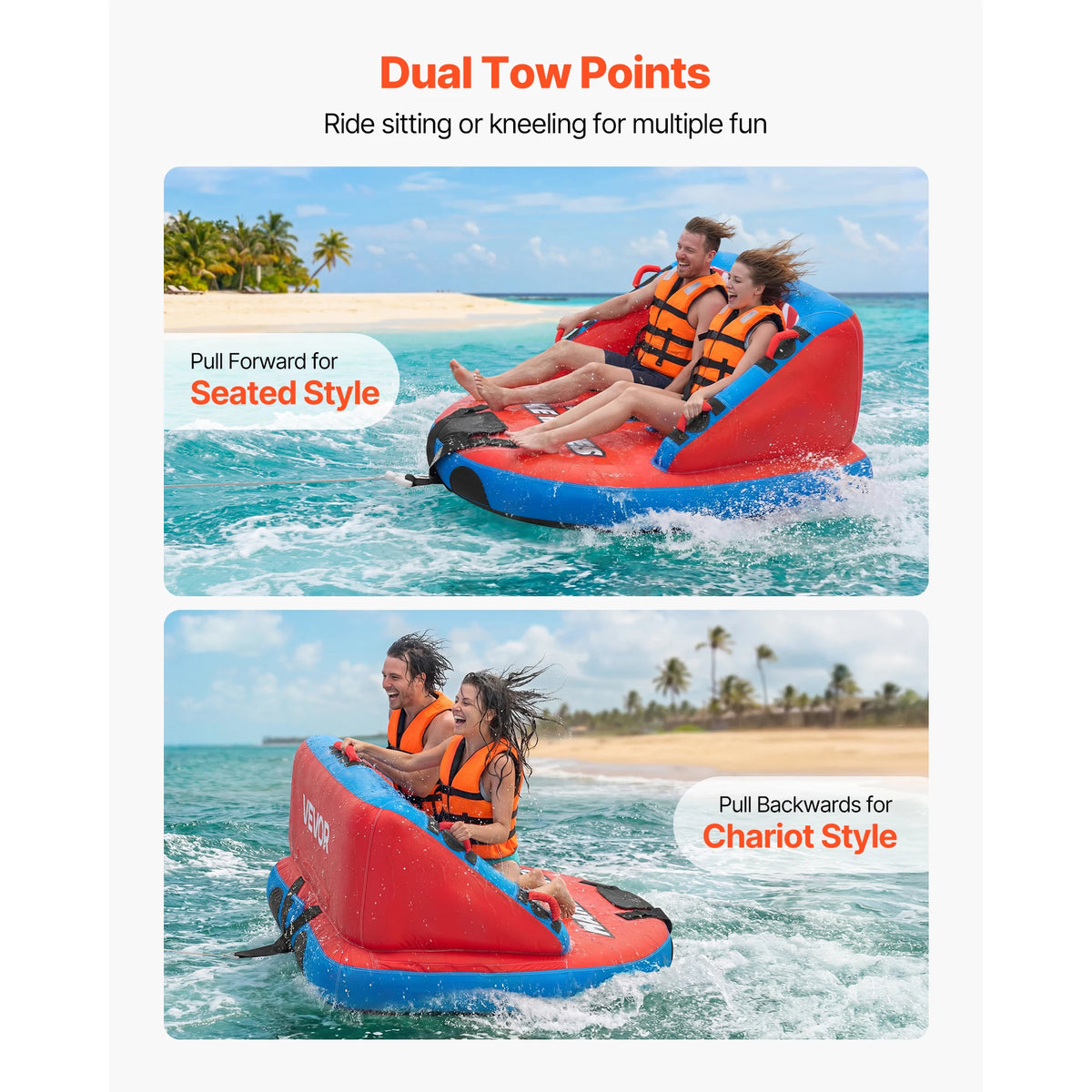 SucceBuy Full Nylon Towable Boating Tubes With Dual Tow Points