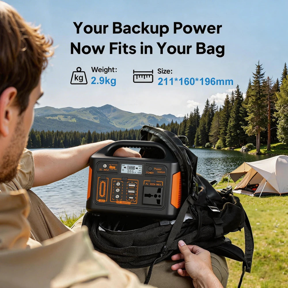 GaiaRay Portable LiFePO4 Power Station With Solar Charging for Camping