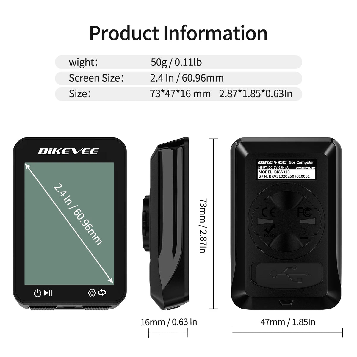 Bikevee Wireless GPS Bike Computer With Waterproof Cycling Speedometer