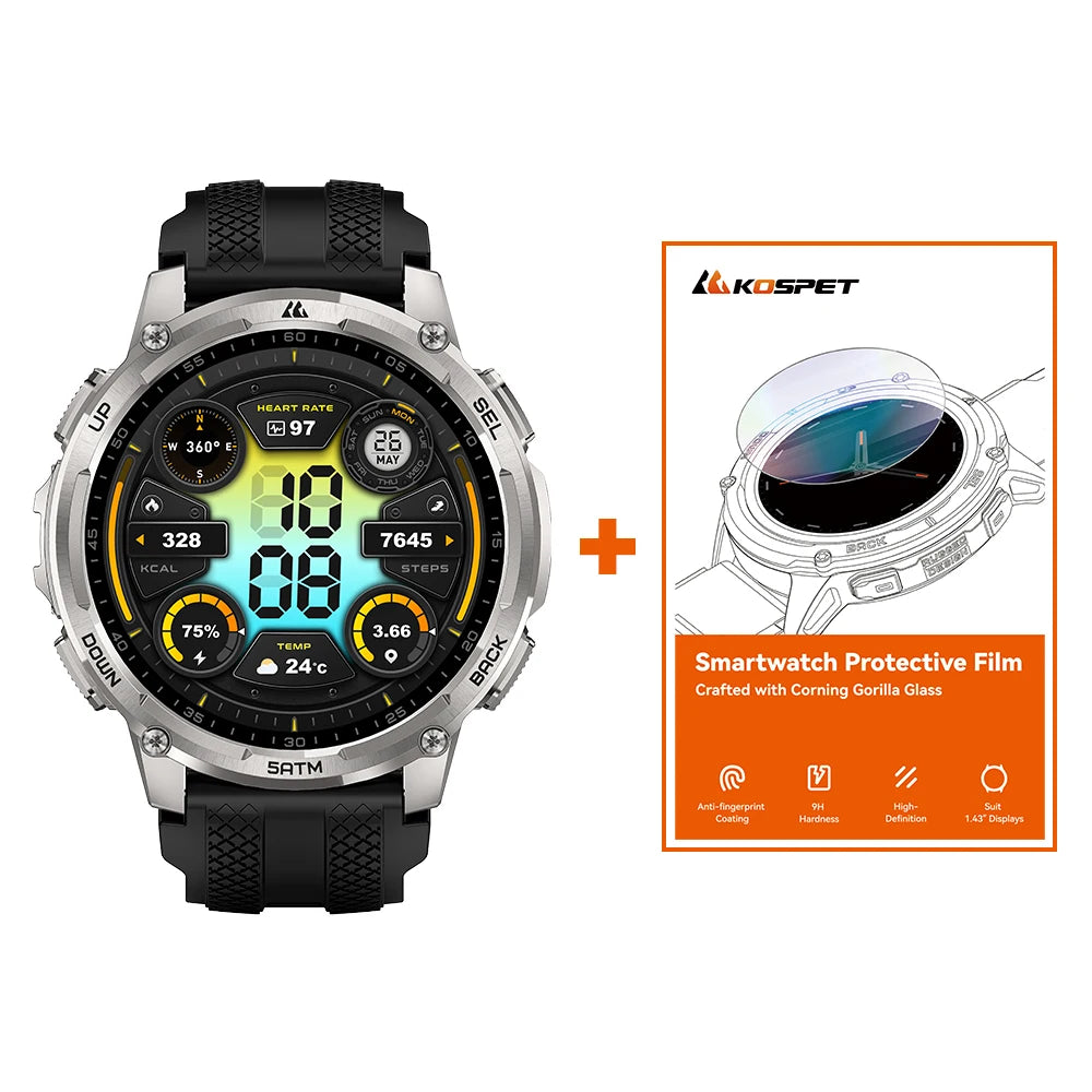 KOSPET Tank T4C Rugged GPS Smartwatch With Flashlight